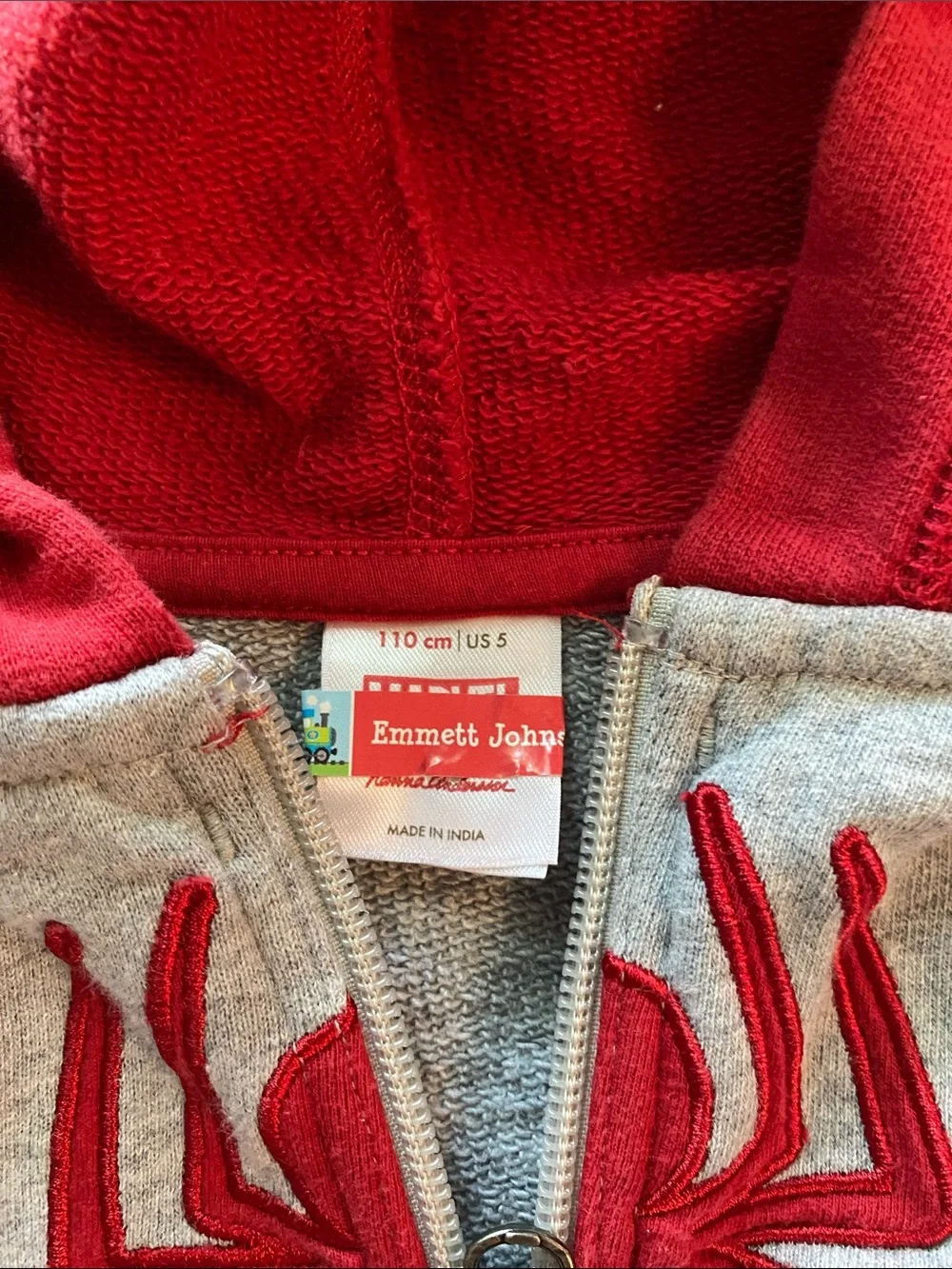 Hanna Andersson Spider Zip Hoodie in Red, Blue & Gray